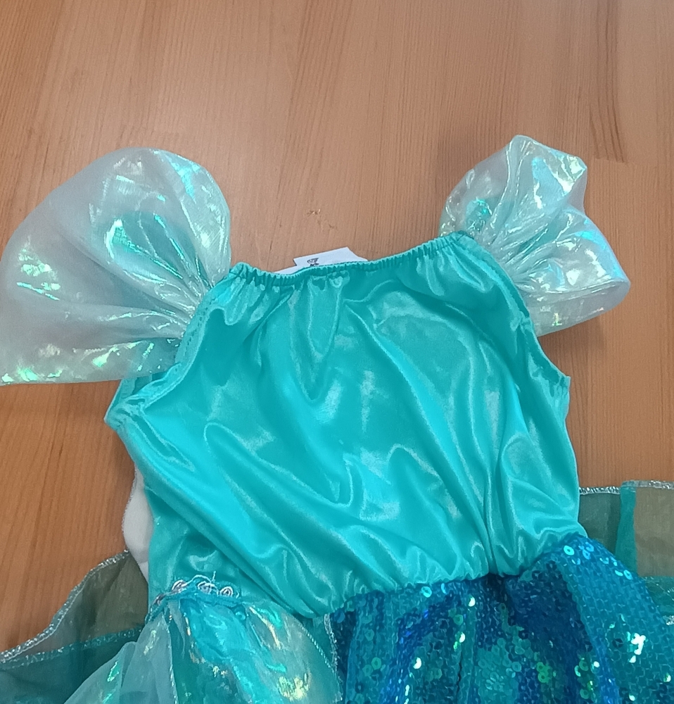 GILLIANS CLOSET Sparkling SEQUINS Green Blue Mermaid Costume for Kids Size 5-6 - Picture 7 of 16